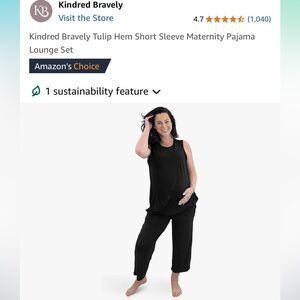 Kindred Bravely Tulip Hem Short Sleeve Maternity Pajama Lounge Set Size Medium